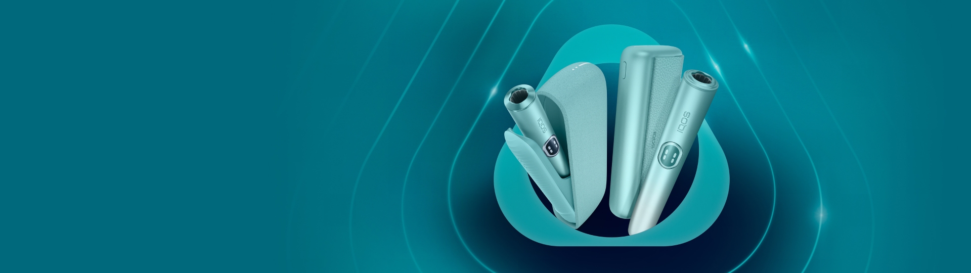 An IQOS ILUMA PRIME Holder with a TEREA stick inserted next to an IQOS ILUMA Pocket Charger.