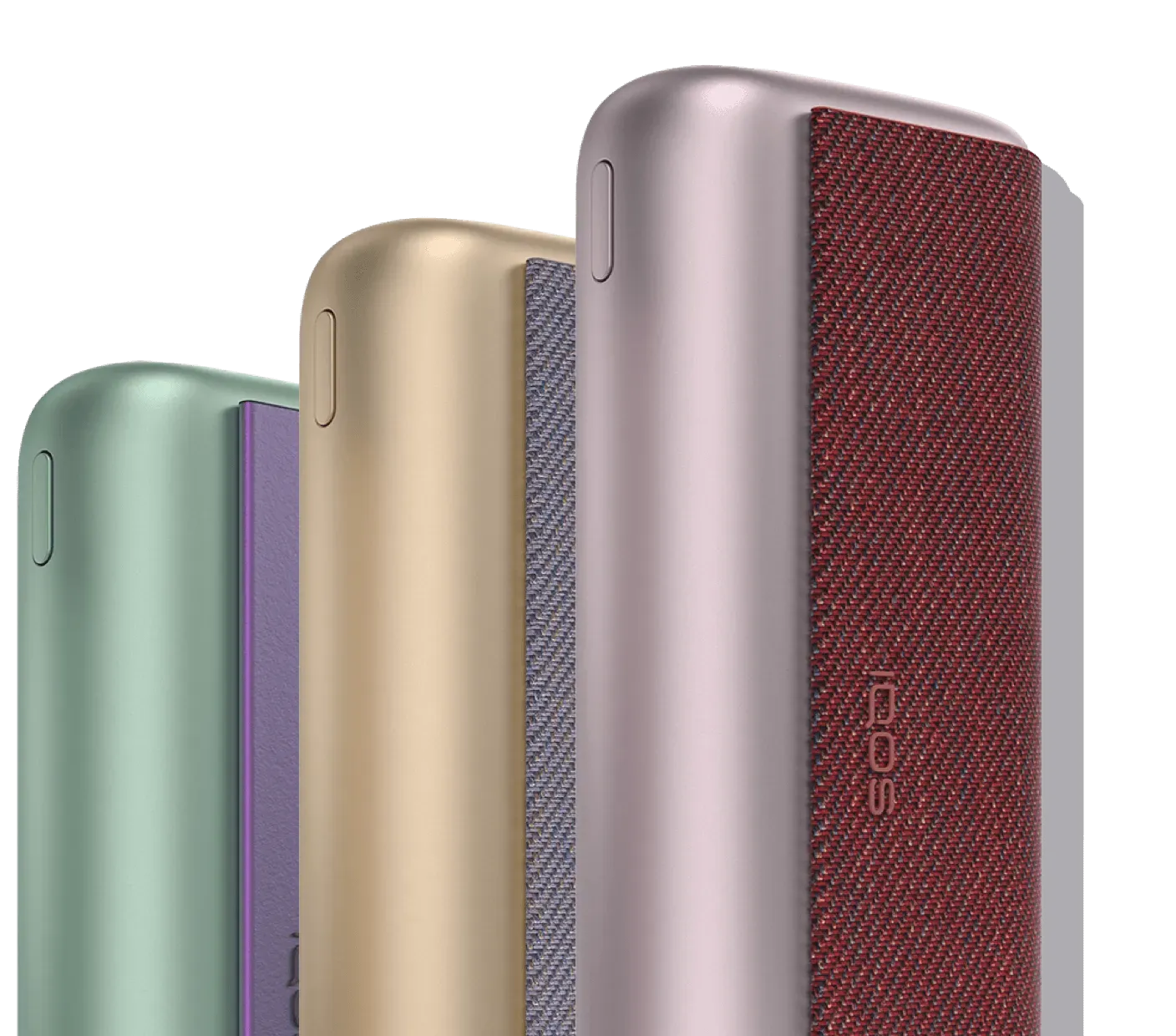שלושה מכשירי IQOS ILUMA PRIME בצבעים שונים.