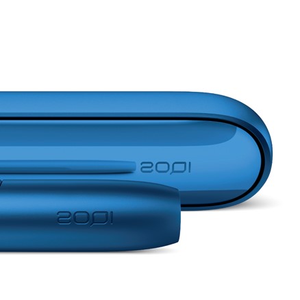 Blue IQOS device on white background